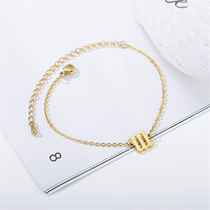 PAMTIER Angel Number Ankle Bracelet for Women Adjustable Chain | Stainless Steel, Dainty Simple Numerology Jewelry Gift - color: 5.5+2.8inch, Gold 111