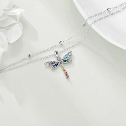 POPLYKE Frog/Pearl/Dragonfly/Ladybug/Highland Cow/Pearl/Moonstone Anklets Sterling Silver Double Layered Chain Beach Anklets for Women Foot Jewelry - style: Dragonfly Anklets-1