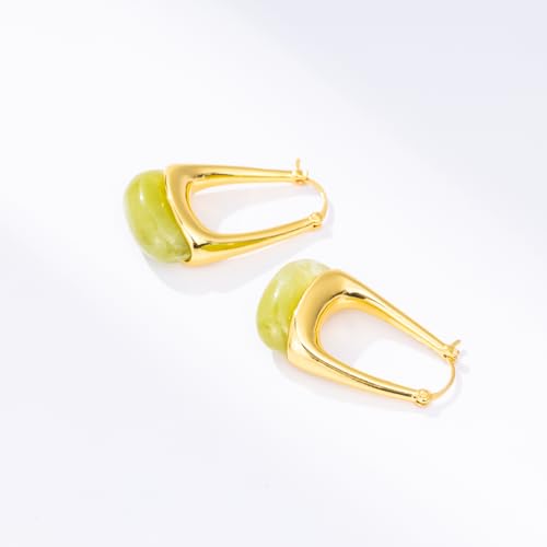 Acrylic Gold Hoop Earrings Chunky Statement Dangle Drop Huggie Earring Colorful Resin Jewelry for Women - color: Green