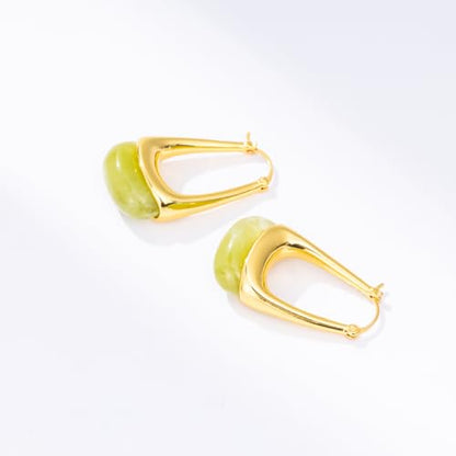 Acrylic Gold Hoop Earrings Chunky Statement Dangle Drop Huggie Earring Colorful Resin Jewelry for Women - color: Green
