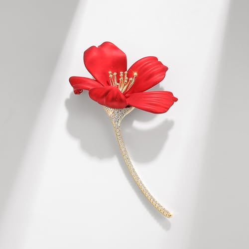 Red Rose Flower Brooches and Pins for Women Costume Jewelry Brooch Pins Broches Jewelry for Women Elegant Lady Pin - style: Hibiscus Flower