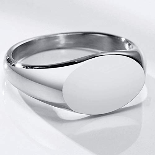 Jude Jewelers Stainless Steel Classical Simple Plain Oval Shape Signet Style Pinky Wedding Statement Promise Anniversary Ring