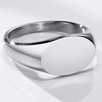Jude Jewelers Stainless Steel Classical Simple Plain Oval Shape Signet Style Pinky Wedding Statement Promise Anniversary Ring