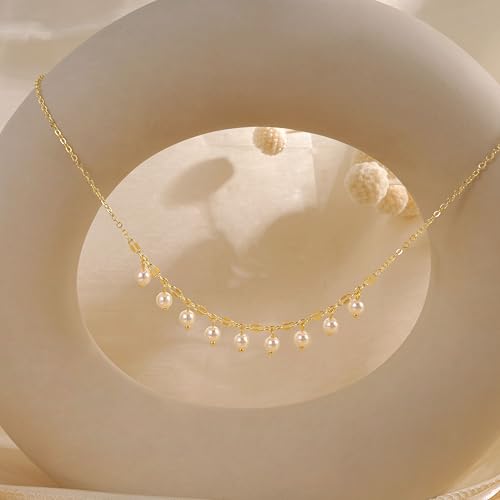 Pearl Necklaces for Women Trendy,14k Gold Plated Pearl Pendant Necklace Dainty Wedding Necklace Small Cute Gold Choker Necklace for Women Non Tarnish Gold Prom Jewelry Fashion Bridesmaids Gifts - color: GD-Lips pearl necklace