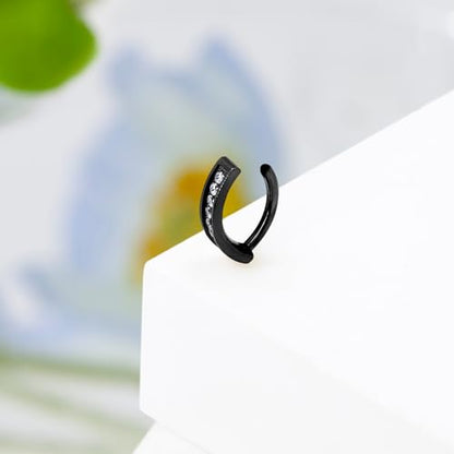 16G Labret Stud, G23 Titanium Vertical Labret Lip Piercing Jewelry, Gold Eyebrow Ring Clicker Belly Button Ring Hoop For Women Men - color: Black, size: 8mm Clear CZ