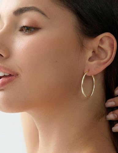 4/5/6 Pairs Gold Hoop Earrings for Women, Hypoallergenic Silver Gold Plated Stainless Steel Huggie Hoop Earrings Set Trendy Jewelry Gifts Lightweight 30/40/50/60/70MM - color: 6 Pairs gold silver Plated Hoop Earrings