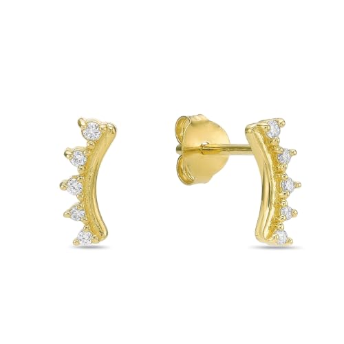 Lavari Jewelers 1/10 Carat Round Lab Grown Diamond Crawler Earrings for Women I 18k Yellow Gold Plated 925 Sterling Silver Ear Climber for Her I Hypoallergenic Push Back Studs