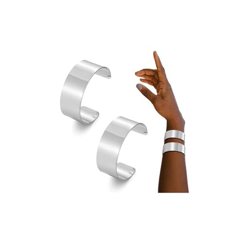 BOMAIL 2PCS Cuff Bangle Bracelets for Women | 14k Gold Sliver Plated,Adjustable,Wide Bangles,Wrist Wrap Cuff,Gold Bracelets Jewelry Gift - color: Sliver-1