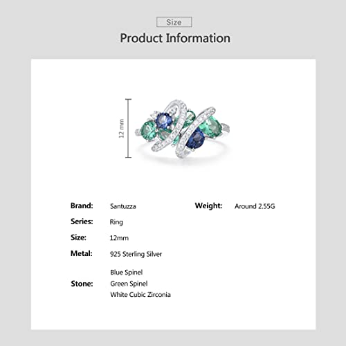 Santuzza 925 Sterling Silver Twist Ring White Cubic Zirconia Rings - color: [B]Blue