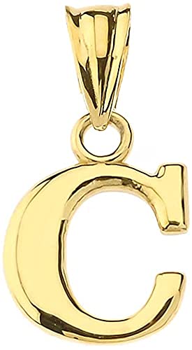 10K Yellow Gold Fine Mini Dangling Initial A-Z Charm 1/2" Pendant - Choice of Initial Letter - style: Letter C Initial Charm
