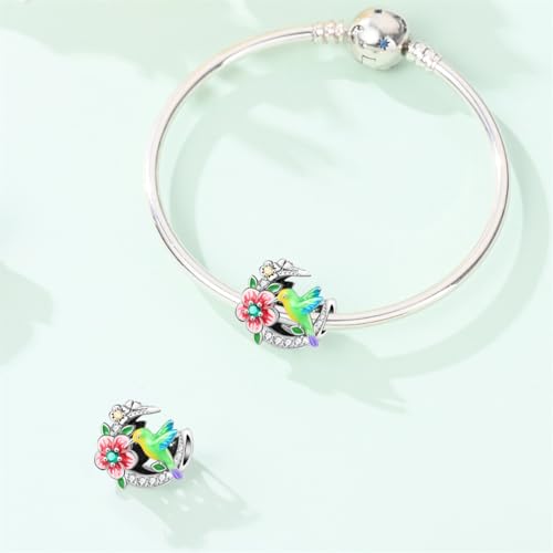Pandach Animal Charm Bead fits Charms Bracelets for Woman-925 Sterling Silver Dangle Pendant Bead,Jewelry Beads Gifts for Women Bracelet&Necklace - style: Hummingbird Beads