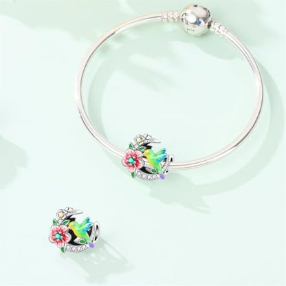 Pandach Animal Charm Bead fits Charms Bracelets for Woman-925 Sterling Silver Dangle Pendant Bead,Jewelry Beads Gifts for Women Bracelet&Necklace - style: Hummingbird Beads