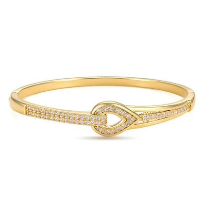 hotoo Gold Plated Bangle Bracelet for Women - style: Gilded Openwork Teardrop