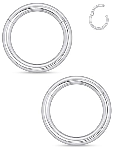 20G 18G 16G 14G 12G 10G 8G 6G 4G 2G Nose Rings Hoops Astm F136 Titanium Clicker Septum Lip Ring Tragus Helix Daith Rook Conch Snug Cartilage Lobe Earrings Hoop Piercing Jewelry For Women Men - size: 12G-14MM
