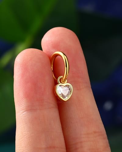 Clicker Belly Button Rings 14G Heart Dangle Belly Navel Rings for Women Surgical Steel Navel Belly Button Piercing Jewelry - color: YG-10MM
