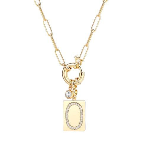 Mint & Lily Gold Initial Necklace for Women – 18K Gold Plated 24” Paperclip Chain with Sparkling Letter Pendant | 18K Gold Plated Personalized Letter Charm w/ Cubic Zirconia, Paperclip Chain, Tarnish-Resistant, Dainty Jewelry Gift for Her - style: Letter: