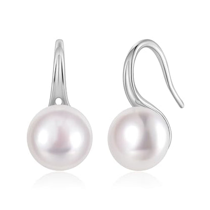 EAMTI Pearl Earrings for Women 925 Sterling Silver Freshwater Cultured Pearl Dangle Drop Earrings Hook Earrings Hypoallergenic - color: Mabe Pearl-Silver