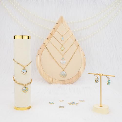 UMAOKANG 9pcs Blue Enamel Ocean Collection Charms for Jewelry Making, Gold Plated Stainless Steel Charm Pendant Bulk with Jump Rings - color: Blue