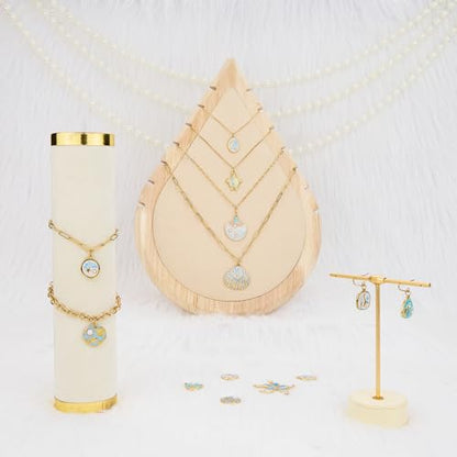 UMAOKANG 9pcs Blue Enamel Ocean Collection Charms for Jewelry Making, Gold Plated Stainless Steel Charm Pendant Bulk with Jump Rings - color: Blue