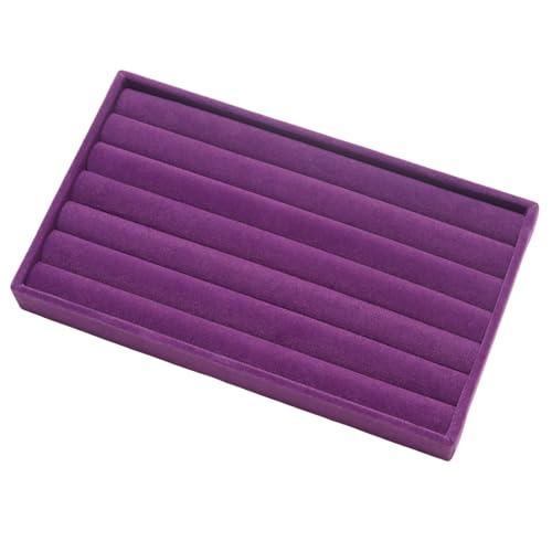 Velvet Jewelry Trays for Drawers, Purple Stackable, 8 Rolls | Stackable Jewelry Drawer Organizer Inserts, Ring Earring Necklace Bracelet Holder Organizer Storage Display Tray - color: Purple - 8 Rolls