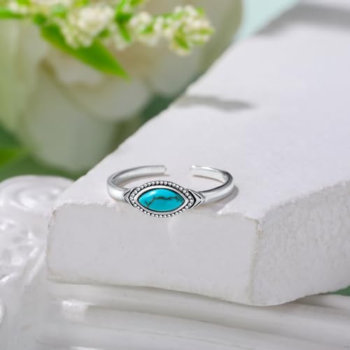 Gemstone Toe Rings Adjustable 925 Sterling Silver Open Band Toe Rings Jewelry Gifts for Women