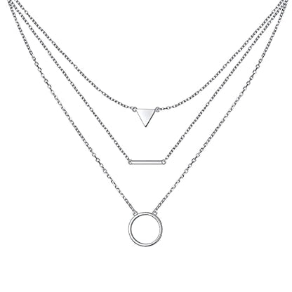 925 Sterling Silver Multilayer Layered Triple Long Chain Necklace for Women - style: Multilayer Layered 3