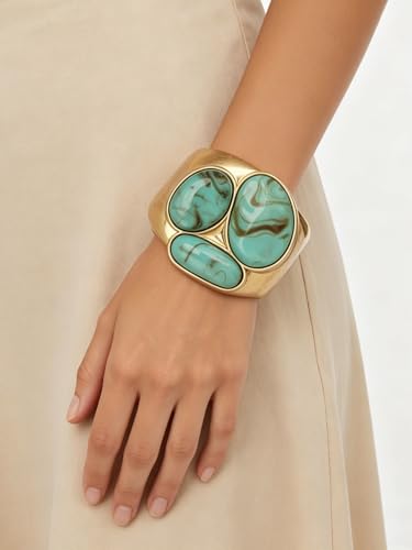 Chunky Bangle Bracelets for Women Cuff Bracelet Thick Gold Bangles Open Wide Arm Cuffs Bracelets Boho Jewelry - style: Gold Bracelet
