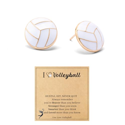 Gold Stud Earring Gifts For Teens Women Hypoallergenic Golf Baseball Football Basketball Soccer Volleyball Sport Earrings For Women - color: volleyball earring