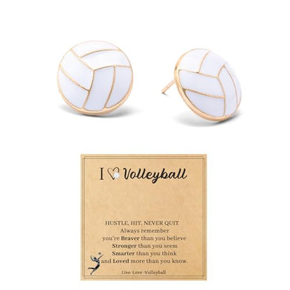 Gold Stud Earring Gifts For Teens Women Hypoallergenic Golf Baseball Football Basketball Soccer Volleyball Sport Earrings For Women - color: volleyball earring