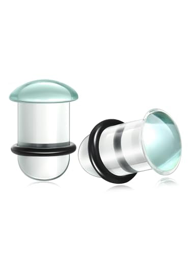 Aumeo One Pair Glass Gauges for Ears Single Flare Glass Plugs for Women and Men - color: Clear, size: 10mm