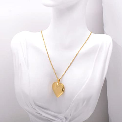 Paialco Heart Shaped Locket Pendant Necklace for Women - color: Yellow-Smooth