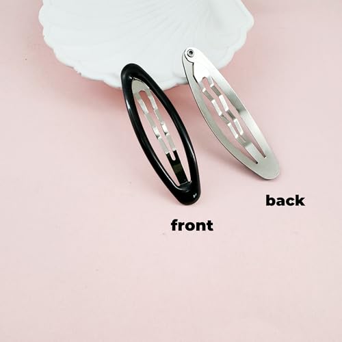 16 Pieces Hair Clips for Thick Hair 2.8 Inch Oval Shape Black XL Hair Clips for Women Metal Snap Non-Slip Hair Grips Hair Accessories - color: Black