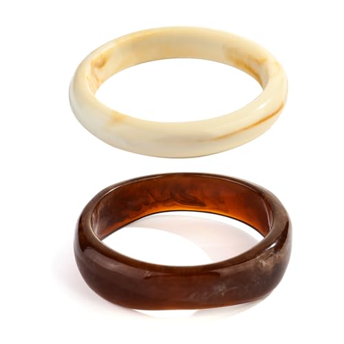 Chunky Acrylic Bangles Bracelets For Women Geometric Acrylic Resin Acetate Mottled Wide Bangle Bracelet Statement Colorful Bangles for Party - color: 2PCS Acrylic Resin Bracelet