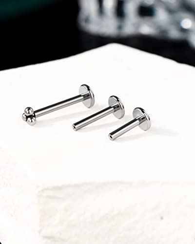 Cocharm G23 Titanium 16g Helix Cartilage Earrings Threadless 6mm, 8mm, 10mm Cluster Ear Studs Tragus Conch Piercing 16 Gauge Surgical Steel Medusa Stud - color: Silver