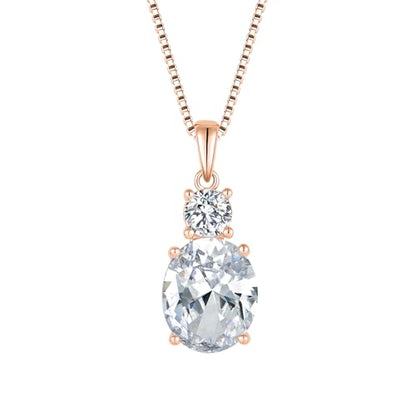 Birthstone Necklace for Women 925 Sterling Silver | Oval Cut Pendant Necklace, Jewelry for Mom Wife - color: Rose Gold