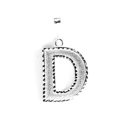 Personalized 1.0 Inch Solid.925 Sterling Silver Initial A-Z Charm - style: D