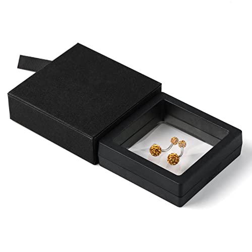 2-Piece 14G Belly Button Rings, Rhinestone Disco Balls | Hypoallergenic stainless steel with 5mm top and 8mm bottom rhinestone balls, gift-boxed navel piercing jewelry for women - color: Yellow