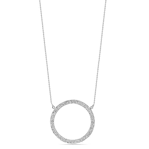 LeCalla 925 Sterling Silver Hammered Necklace for Women | Italian Handmade Hammered Texture Pendant Necklaces | Women's Adjustable Chain Necklace Pendant Jewelry Gift for Her - color: Hammered Circle-18 Inches
