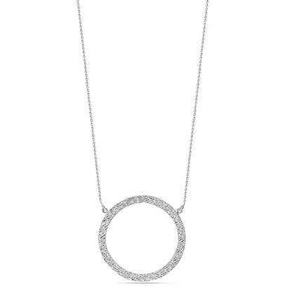 LeCalla 925 Sterling Silver Hammered Necklace for Women | Italian Handmade Hammered Texture Pendant Necklaces | Women's Adjustable Chain Necklace Pendant Jewelry Gift for Her - color: Hammered Circle-18 Inches