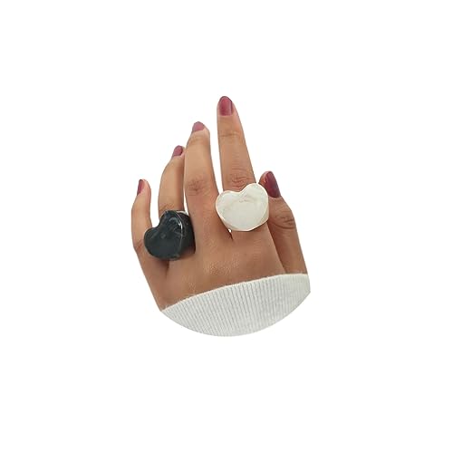 GYRMMUE Multicolor Resin Chunky Rings for Women,Acrylic Plastic Rin Knuckle Finger Cute Trendy Aesthetic Y2k Statement Ring Vintage Simple Geometric Rings Jewelry (white+blue)