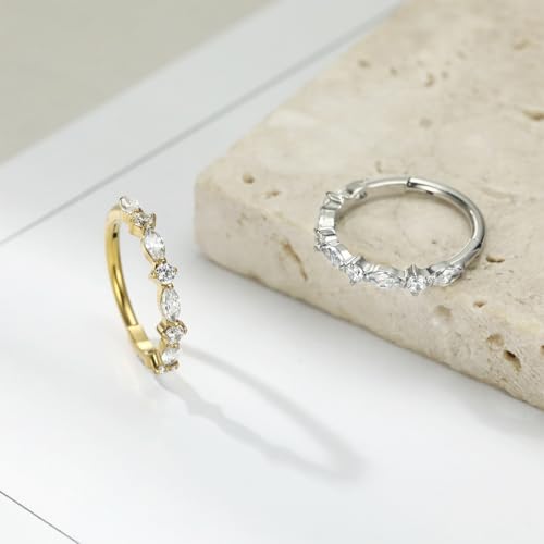 FUNLMO 316L Surgical Steel Nose Ring Septum Ring Cube Zircon Cartilage Earring Conch Tragus Helix Rook Daith Piercing Jewelry - style: 16G 10mm, Gold,horse eyes round CZ
