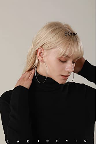 Chic 925 Sterling Silver Big Hoop Earrings Minimalist Round Circle Endless Large Huggie Hoops Statement Earrings 50/60/70/90mm Hypoallergenic Fashion Jewelry Gifts for Women Girls - style: 90mm