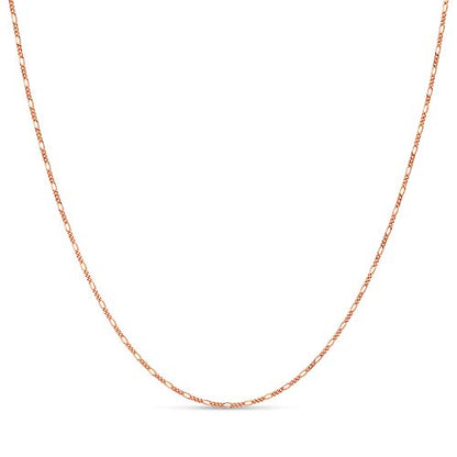KEZEF Sterling Silver 1.5mm Figaro Chain Necklace for Women - 925 Italian Diamond Cut Chain, Available in Silver, 18K Yellow Gold, Rose Gold, 16-30 Inches - color: Rose Gold, size: 16 Inch
