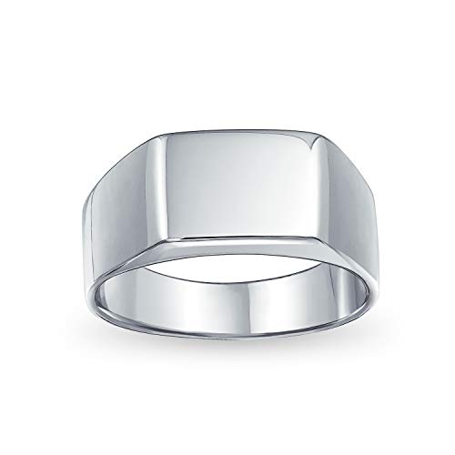 Men's Simple Rectangle Monogram Style Signet Ring .925 Sterling Silver - color: Silver