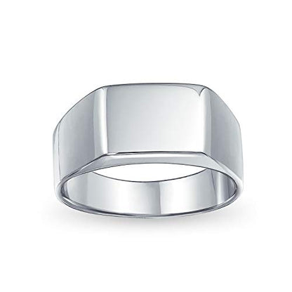 Men's Simple Rectangle Monogram Style Signet Ring .925 Sterling Silver - color: Silver
