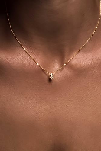 Gold Necklace for Women, 14k Gold Plated Cubic Zirconia Solitaire Pendant Necklace Waterproof Formal Necklaces for Women Cute Simple Necklaces Trendy Gold Jewelry Non Tarnish - color: Gold-oval cz