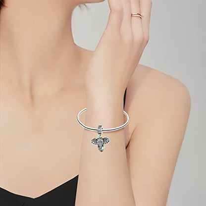 Family Love Mother Daughter Grandma Charm 925 Sterling Silver fits Bracelets Necklace Pendant Bead Charms Jewelry Gift for Women Family Friends - color: Elephant Charm