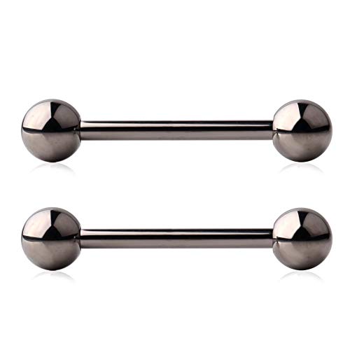 Grade 23 Titanium Externally Threaded Nipple Piercing Jewelry Barbell Ring Tongue Rings Nipple Straight Body Piercing Jewelry for Women Men 14G 16G 12mm 14mm 16mm 19mm - style: 14GA - 5/8" (16mm)