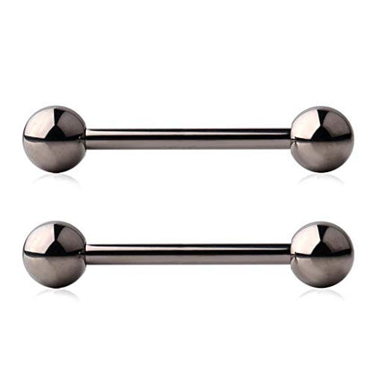 Grade 23 Titanium Externally Threaded Nipple Piercing Jewelry Barbell Ring Tongue Rings Nipple Straight Body Piercing Jewelry for Women Men 14G 16G 12mm 14mm 16mm 19mm - style: 14GA - 5/8" (16mm)