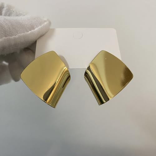 Unique Abstract Earrings For Women,Geometric Statement Stud Earring Large Hypoallergenic Earring for Gift - color: gold plated